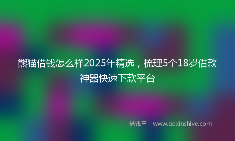 熊猫借钱怎么样2025年精选，梳理5个18岁借款神器快速下款平台