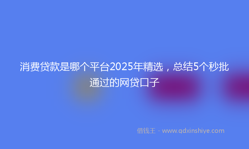 消费贷款是哪个平台2025年精选，总结5个秒批通过的网贷口子