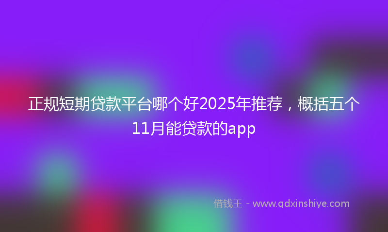 正规短期贷款平台哪个好2025年推荐，概括五个11月能贷款的app