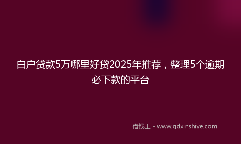 白户贷款5万哪里好贷2025年推荐，整理5个逾期必下款的平台