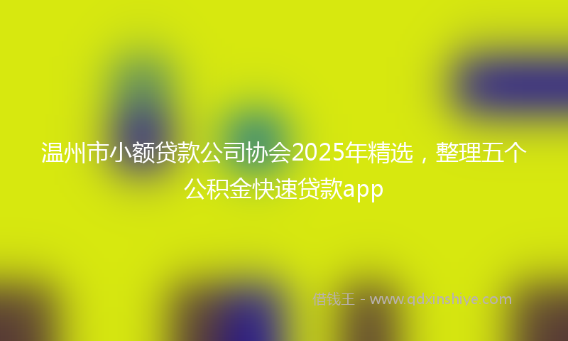 温州市小额贷款公司协会2025年精选，整理五个公积金快速贷款app
