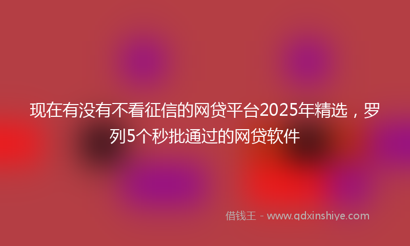 现在有没有不看征信的网贷平台2025年精选，罗列5个秒批通过的网贷软件