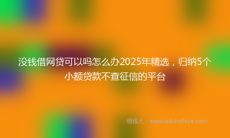 没钱借网贷可以吗怎么办2025年精选，归纳5个小额贷款不查征信的平台