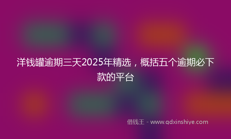 洋钱罐逾期三天2025年精选，概括五个逾期必下款的平台