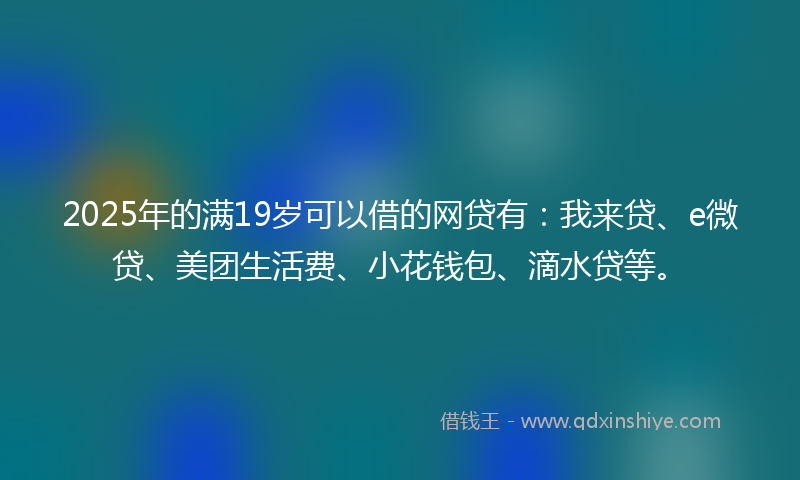 2025年的满19岁可以借的网贷有：我来贷、e微贷、美团生活费、小花钱包、滴水贷等。