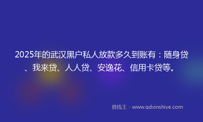 2025年的武汉黑户私人放款多久到账有：随身贷、我来贷、人人贷、安逸花、信用卡贷等。
