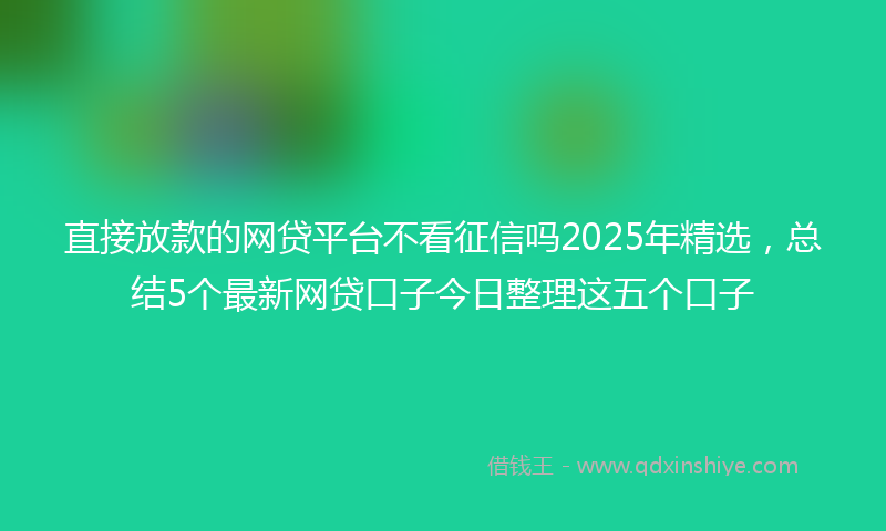 直接放款的网贷平台不看征信吗2025年精选，总结5个最新网贷口子今日整理这五个口子
