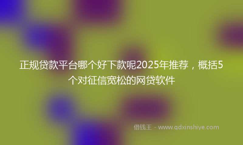 正规贷款平台哪个好下款呢2025年推荐，概括5个对征信宽松的网贷软件