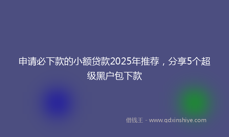 申请必下款的小额贷款2025年推荐，分享5个超级黑户包下款