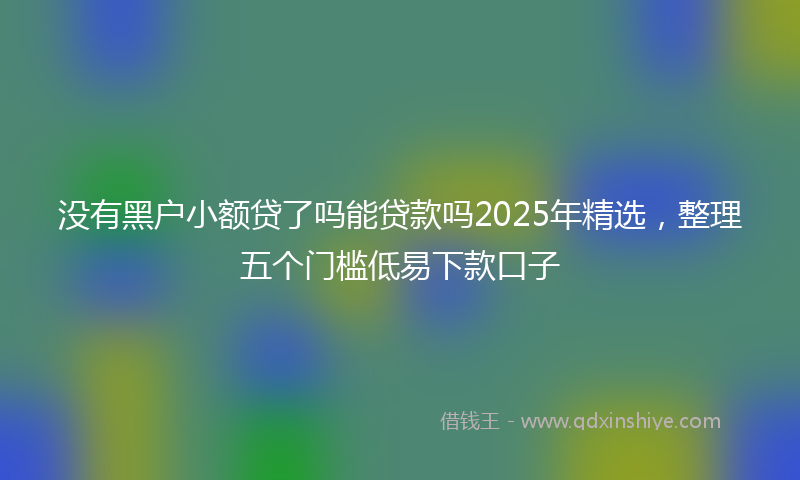 没有黑户小额贷了吗能贷款吗2025年精选，整理五个门槛低易下款口子