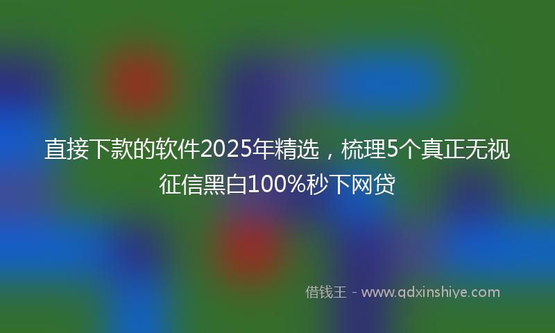 直接下款的软件2025年精选，梳理5个真正无视征信黑白100%秒下网贷