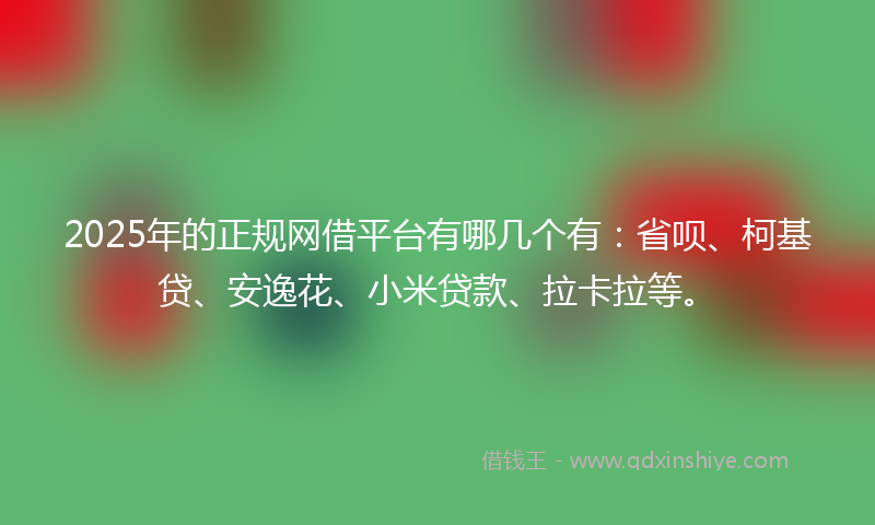 2025年的正规网借平台有哪几个有：省呗、柯基贷、安逸花、小米贷款、拉卡拉等。