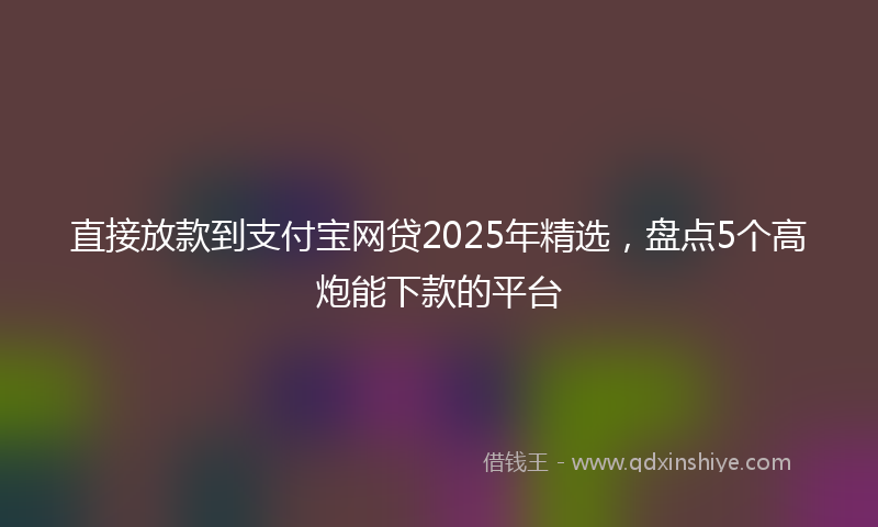 直接放款到支付宝网贷2025年精选，盘点5个高炮能下款的平台