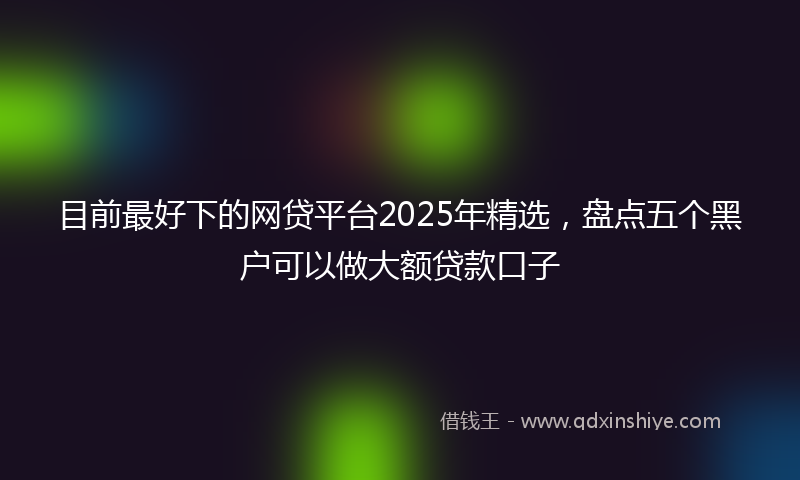 目前最好下的网贷平台2025年精选，盘点五个黑户可以做大额贷款口子