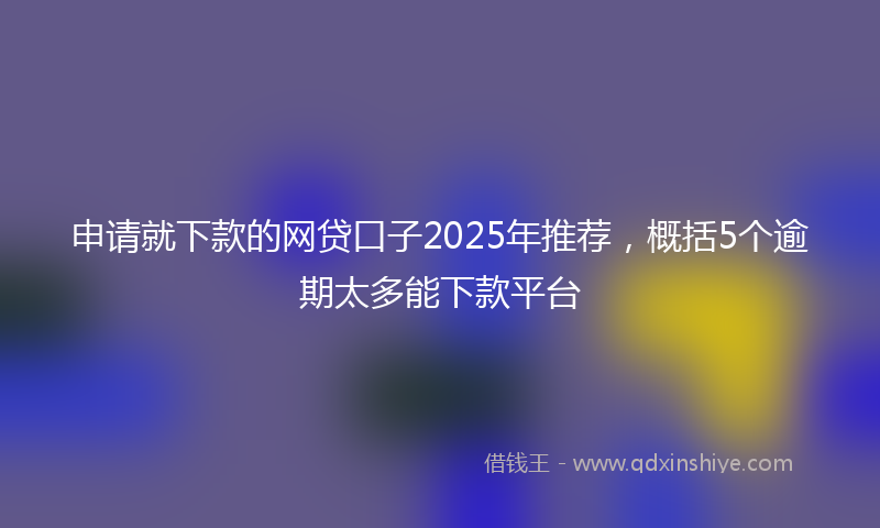 申请就下款的网贷口子2025年推荐，概括5个逾期太多能下款平台