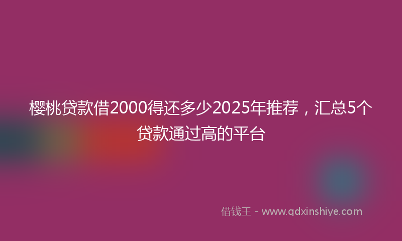 樱桃贷款借2000得还多少2025年推荐，汇总5个贷款通过高的平台
