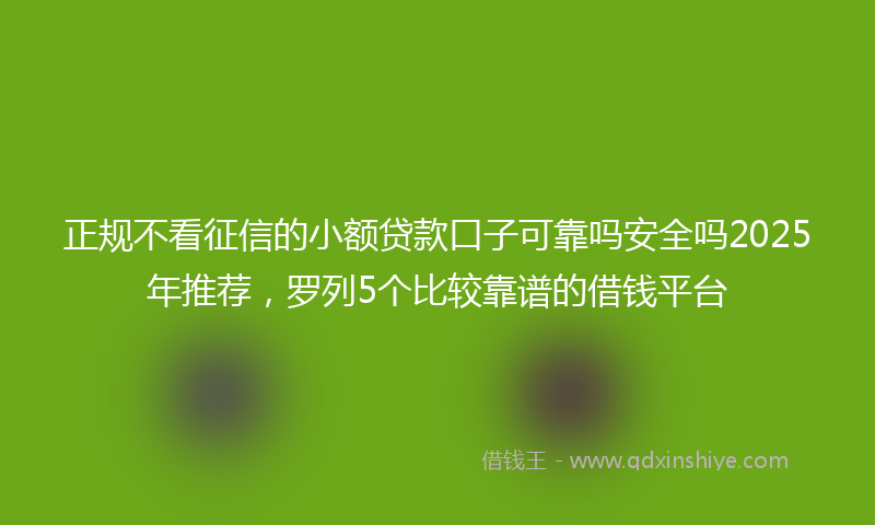 正规不看征信的小额贷款口子可靠吗安全吗2025年推荐，罗列5个比较靠谱的借钱平台