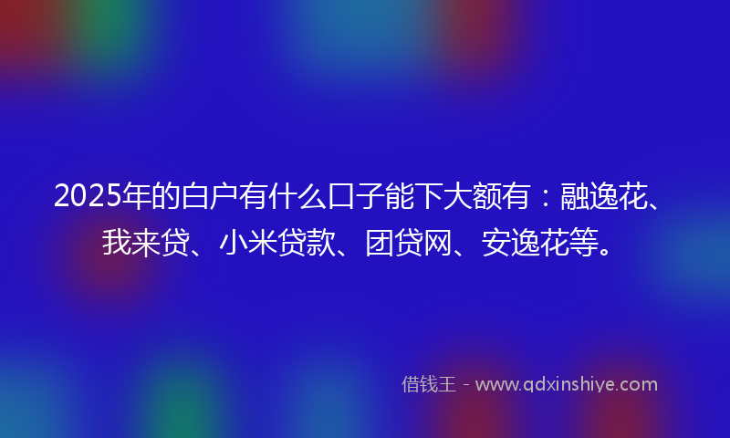 2025年的白户有什么口子能下大额有：融逸花、我来贷、小米贷款、团贷网、安逸花等。