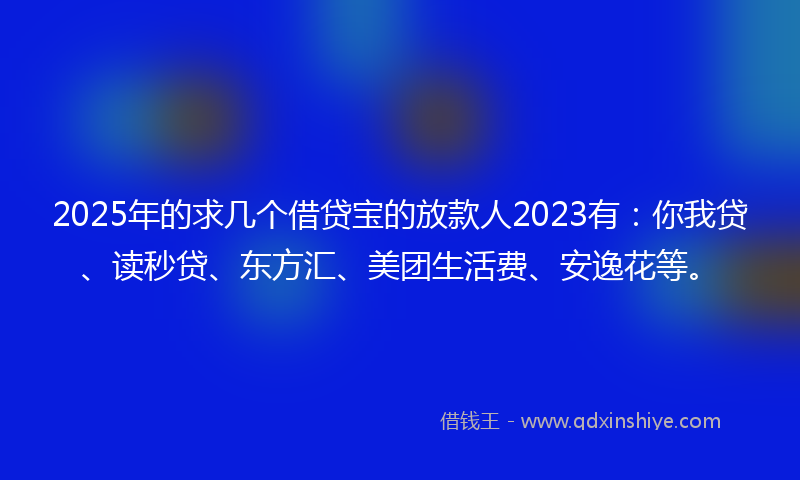 2025年的求几个借贷宝的放款人2023有：你我贷、读秒贷、东方汇、美团生活费、安逸花等。