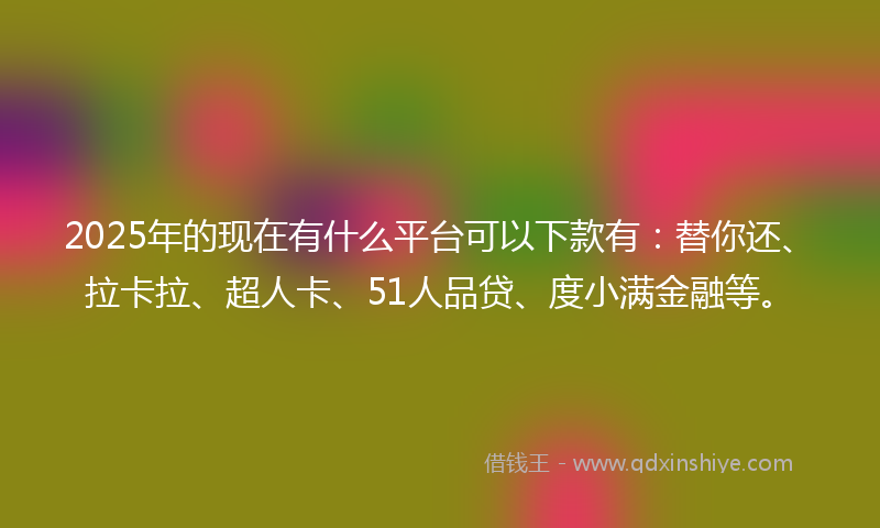 2025年的现在有什么平台可以下款有：替你还、拉卡拉、超人卡、51人品贷、度小满金融等。