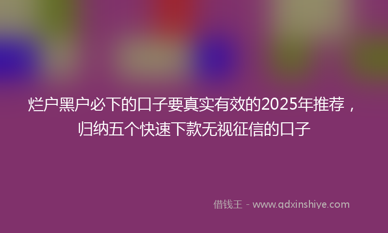 烂户黑户必下的口子要真实有效的2025年推荐，归纳五个快速下款无视征信的口子