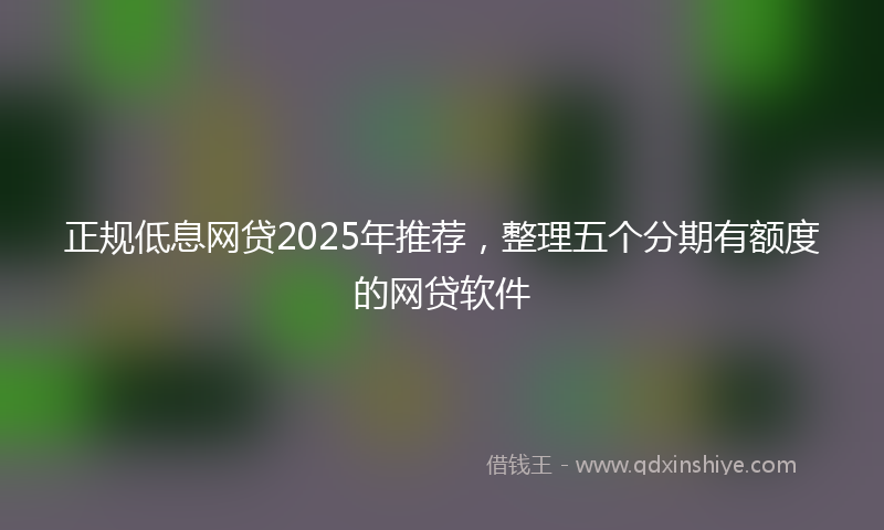 正规低息网贷2025年推荐，整理五个分期有额度的网贷软件