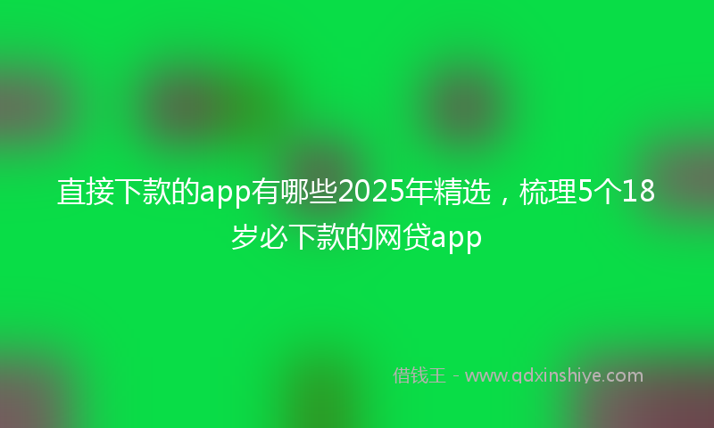 直接下款的app有哪些2025年精选，梳理5个18岁必下款的网贷app
