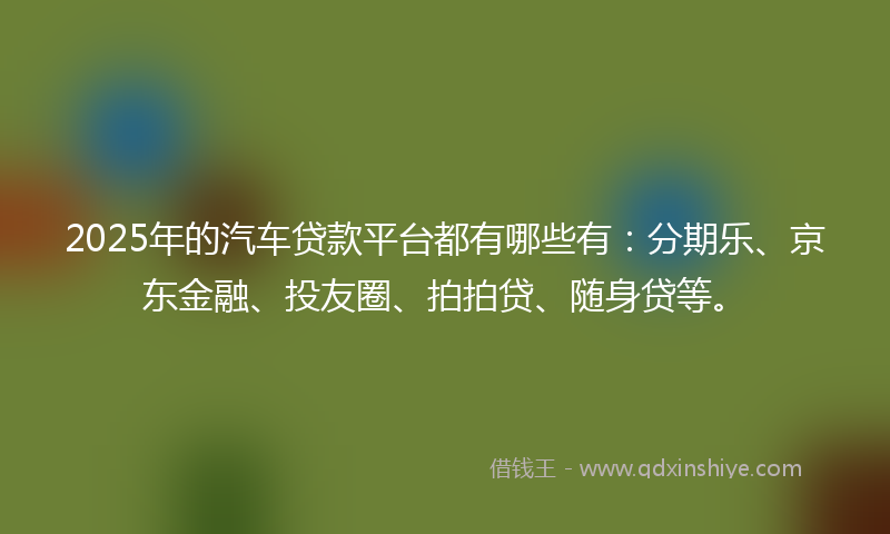 2025年的汽车贷款平台都有哪些有：分期乐、京东金融、投友圈、拍拍贷、随身贷等。