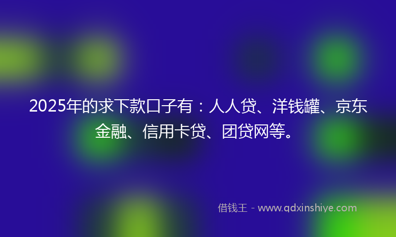 2025年的求下款口子有：人人贷、洋钱罐、京东金融、信用卡贷、团贷网等。