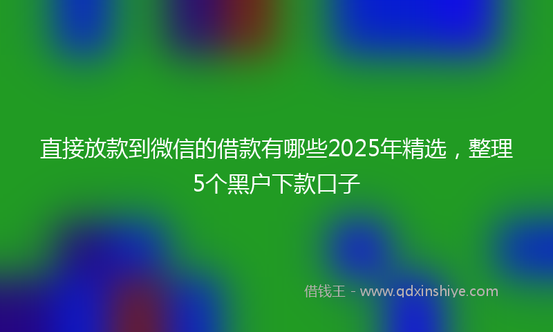 直接放款到微信的借款有哪些2025年精选，整理5个黑户下款口子