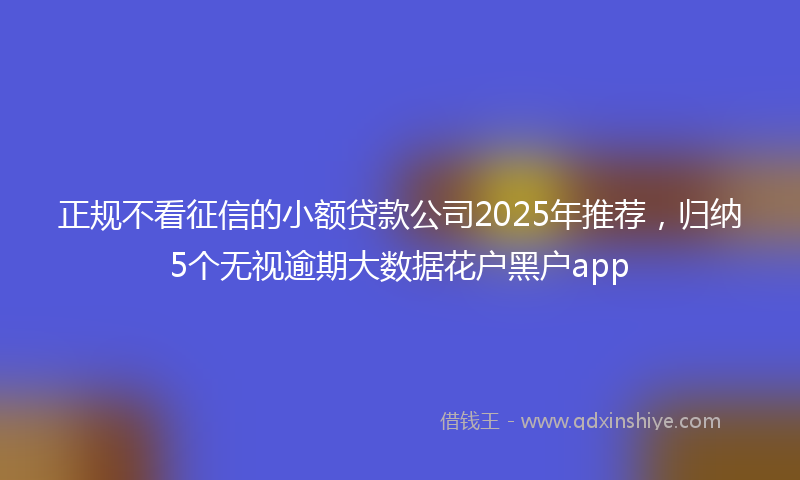 正规不看征信的小额贷款公司2025年推荐，归纳5个无视逾期大数据花户黑户app
