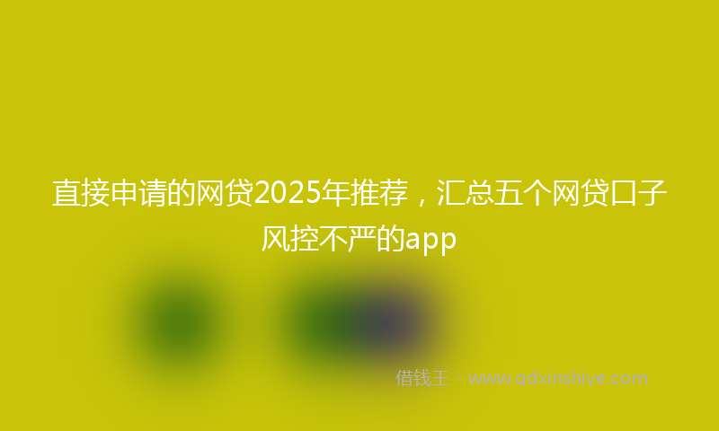 直接申请的网贷2025年推荐，汇总五个网贷口子风控不严的app