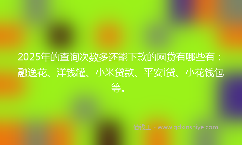 2025年的查询次数多还能下款的网贷有哪些有：融逸花、洋钱罐、小米贷款、平安i贷、小花钱包等。