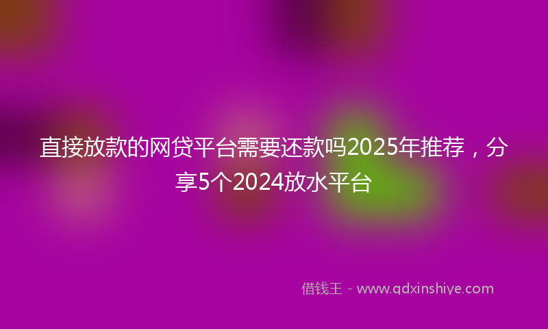 直接放款的网贷平台需要还款吗2025年推荐，分享5个2024放水平台