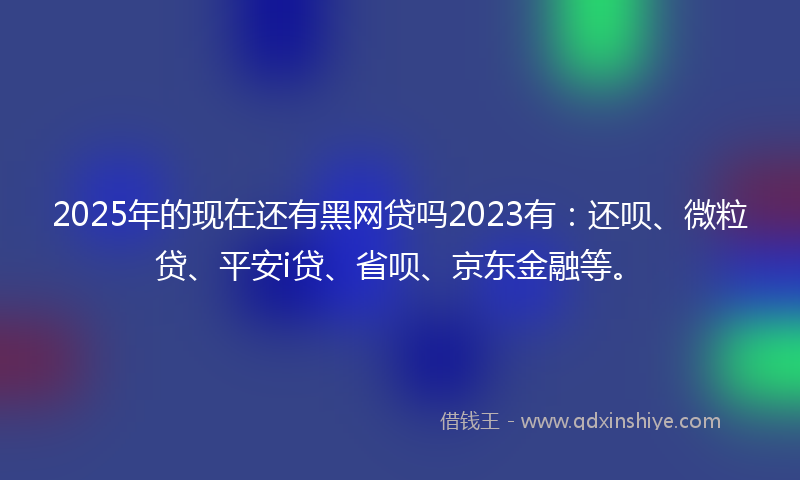 2025年的现在还有黑网贷吗2023有:还呗、微粒贷、平安i贷、省呗、京东金融等。