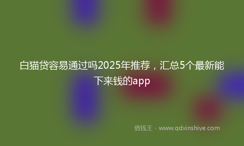 白猫贷容易通过吗2025年推荐，汇总5个最新能下来钱的app