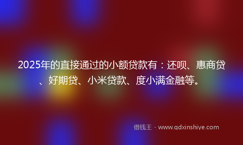 2025年的直接通过的小额贷款有：还呗、惠商贷、好期贷、小米贷款、度小满金融等。