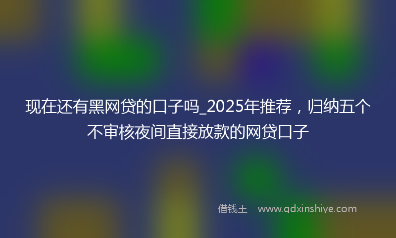 现在还有黑网贷的口子吗_2025年推荐，归纳五个不审核夜间直接放款的网贷口子