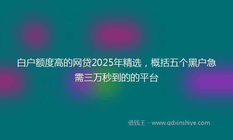 白户额度高的网贷2025年精选,概括五个黑户急需三万秒到的的平台