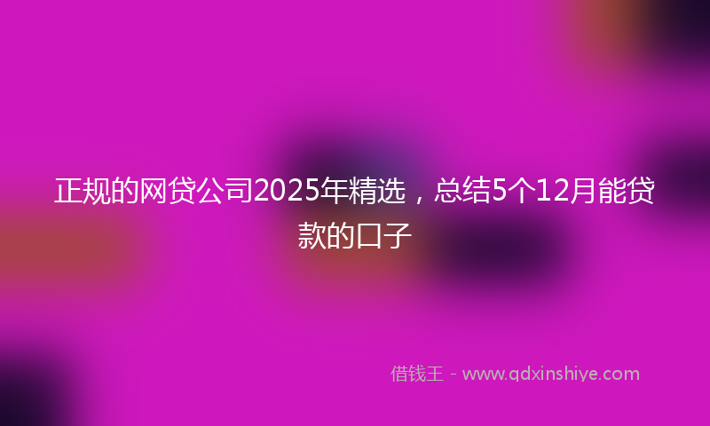 正规的网贷公司2025年精选，总结5个12月能贷款的口子