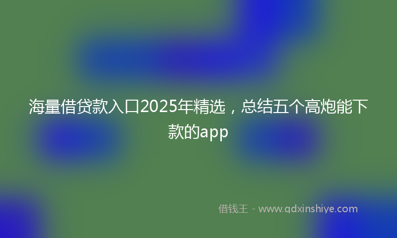 海量借贷款入口2025年精选，总结五个高炮能下款的app