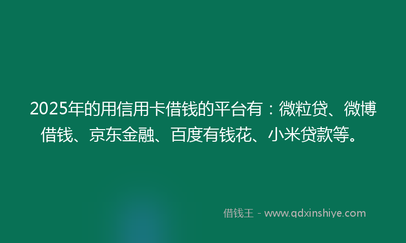 2025年的用信用卡借钱的平台有：微粒贷、微博借钱、京东金融、百度有钱花、小米贷款等。