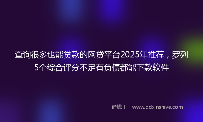 查询很多也能贷款的网贷平台2025年推荐，罗列5个综合评分不足有负债都能下款软件
