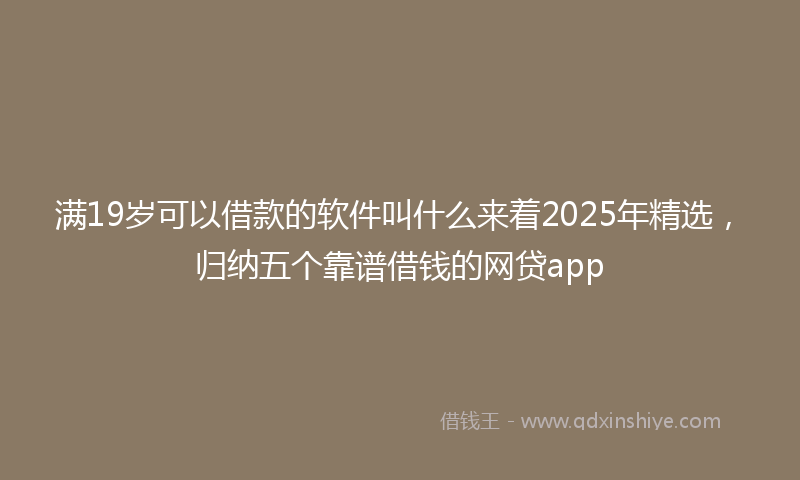 满19岁可以借款的软件叫什么来着2025年精选，归纳五个靠谱借钱的网贷app