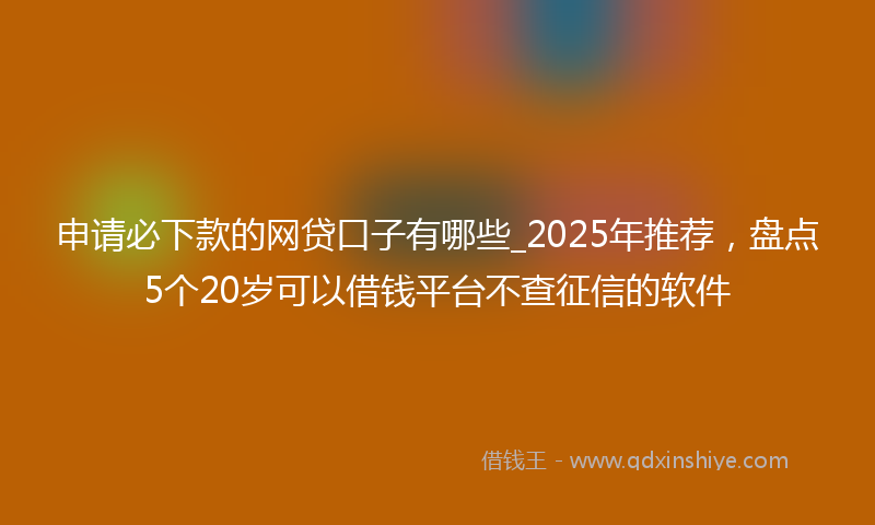 申请必下款的网贷口子有哪些_2025年推荐，盘点5个20岁可以借钱平台不查征信的软件