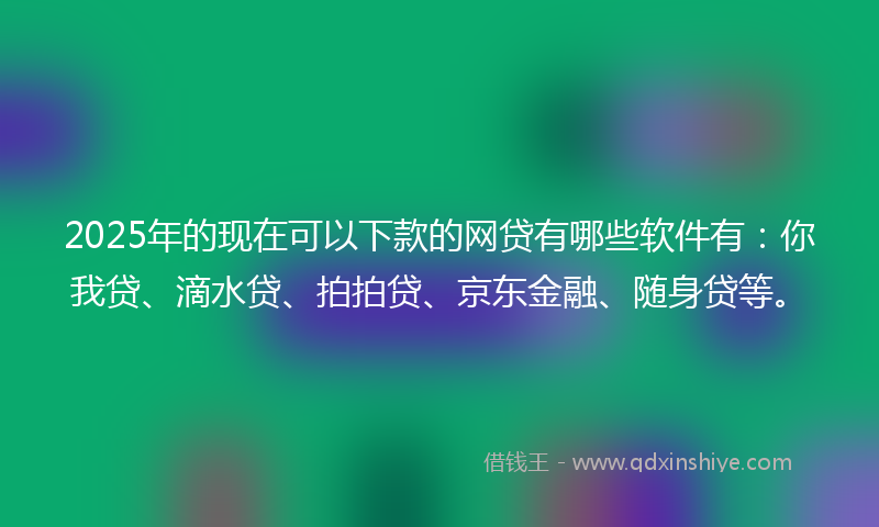 2025年的现在可以下款的网贷有哪些软件有：你我贷、滴水贷、拍拍贷、京东金融、随身贷等。