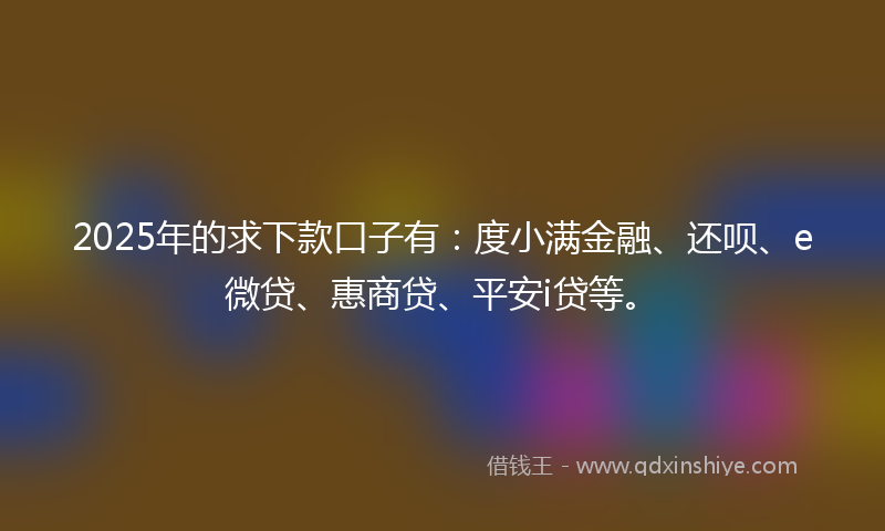 2025年的求下款口子有：度小满金融、还呗、e微贷、惠商贷、平安i贷等。