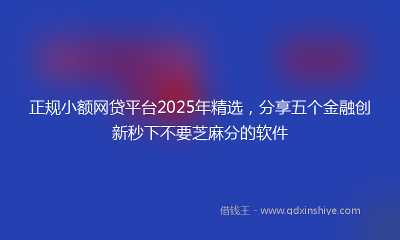 正规小额网贷平台2025年精选，分享五个金融创新秒下不要芝麻分的软件