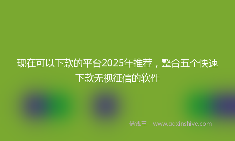 现在可以下款的平台2025年推荐，整合五个快速下款无视征信的软件