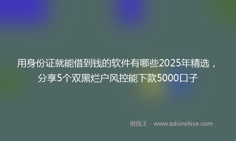 用身份证就能借到钱的软件有哪些2025年精选，分享5个双黑烂户风控能下款5000口子